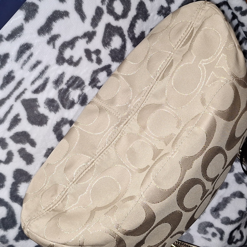 Coach Signature C Beige and Bronze Tote with Gold Shimmer - Picture 4 of 13